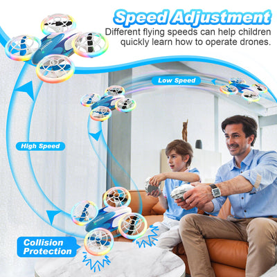 Mini Drohne für Kinder Anfänger, RC Flugzeug Spielzeug Drone mit kühlen LED Lichter, Quadrocopter mit 3D Flips & 3 Akkus, 30 Min Flugzeit, Lustige Geschenk für Jungen und Mädchen