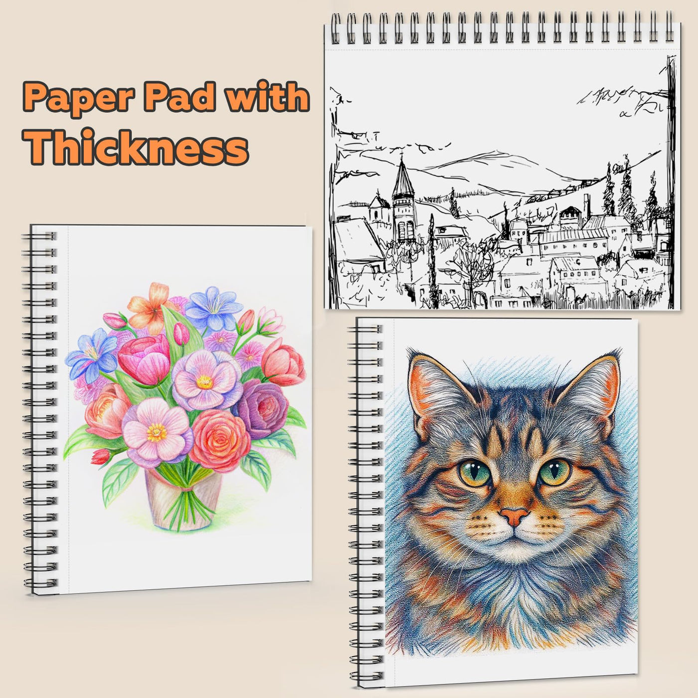 2 Stück A5 Skizzenbuch,100 g/m² Zeichenblöcke mit Spiralbindung-160 Blatt /320 Seiten-Skizzenbücher mit festem Einband-Professionnelle Zeichenbuch für Kinder & Erwachsene, Ideal für Skizzen
