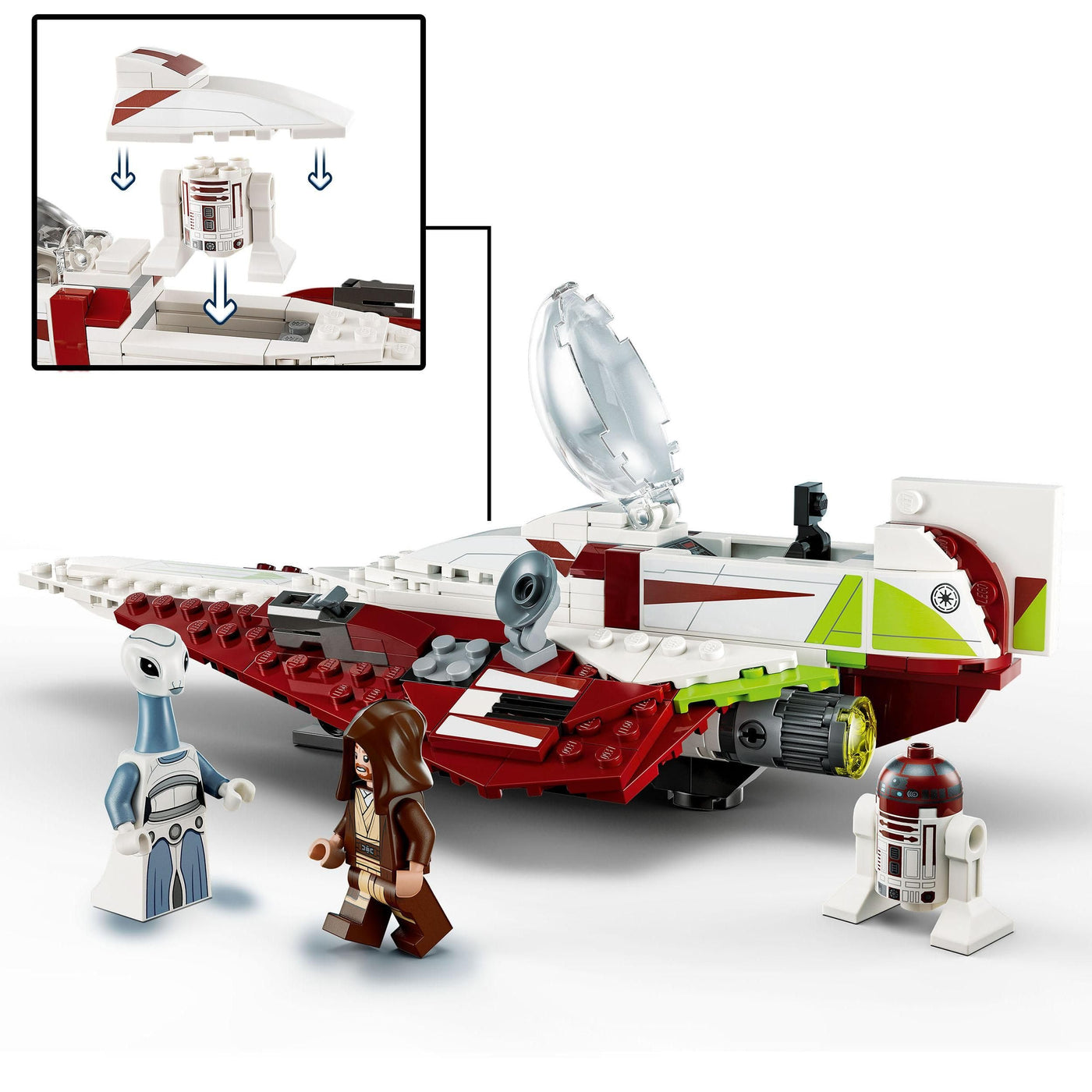 LEGO Star Wars Obi-Wan Kenobis Jedi Starfighter, Spielzeug zum Bauen mit Taun We, Droidenfigur und Lichtschwert, Angriff der Klonkrieger Set 75333