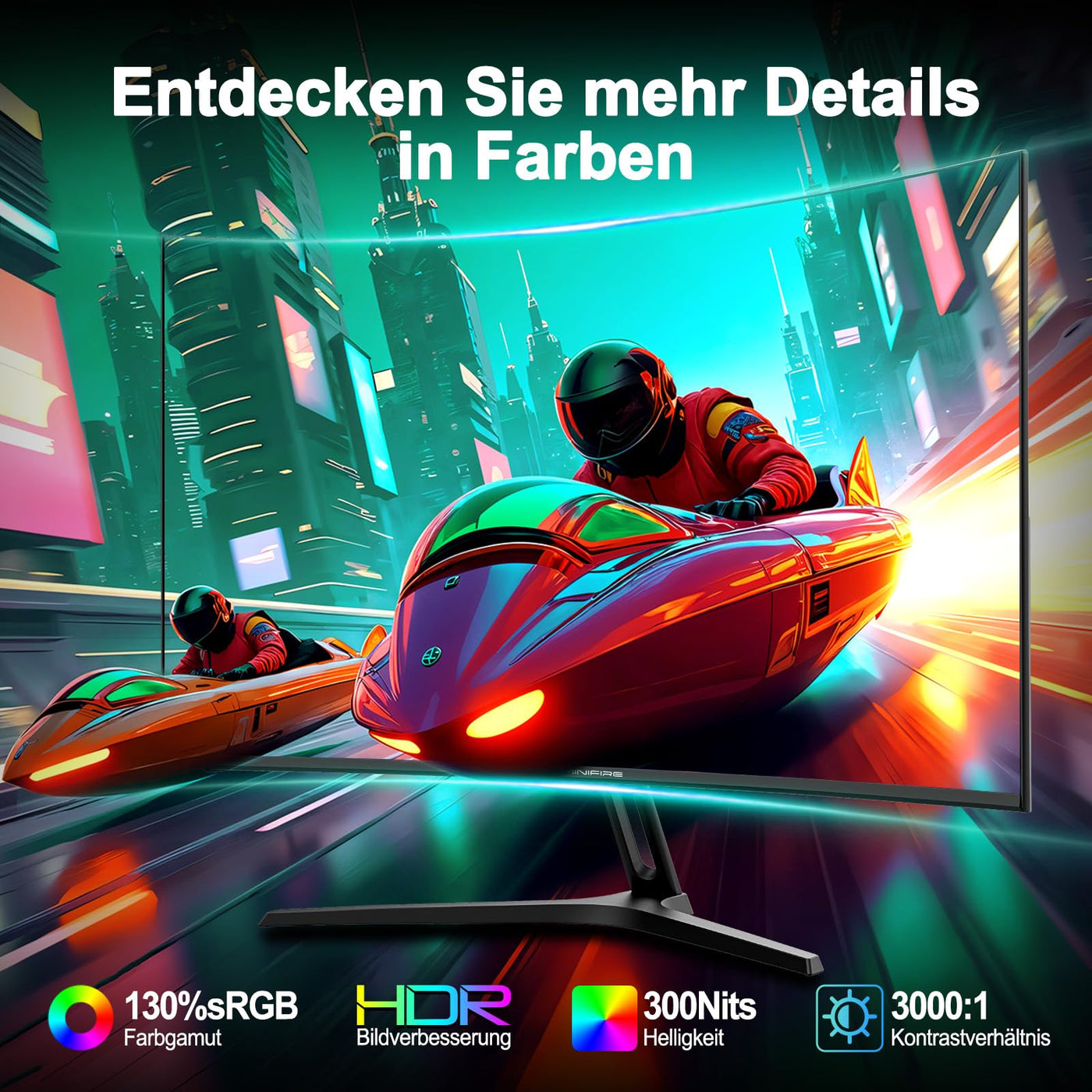 Minifire Gaming Curved Monitor 27 Zoll MFG27C1 180Hz 1Ms 130% sRGB Monitor mit Sprecher 1920 * 1080 VA Panel （MFG27C1 mit HDMI-Kabel）