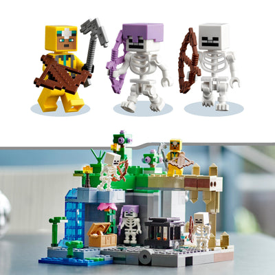 LEGO 21189 Minecraft Das Skelettverlies, Set mit Höhlen, Skelettfiguren, feindlichen Kreaturen und Zubehör, Spielzeug für Kinder