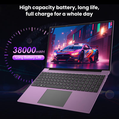 jumper Laptop 16 Zoll IPS 1920x1200, Intel N150(3,6 GHz), 16GB RAM 1TB SSD + 128GB eMMC Notebook, 2 Stereo-Lautsprecher, USB 3.0/Mini HDMI/38Wh Akku (Lila)