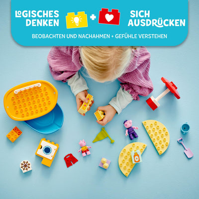 LEGO DUPLO Peppas Bootsausflug: Spielset mit Spielzeugboot zum Bauen und Umbauen mit 2 Figuren, kreatives Spielzeug, Geschenk-Idee für Kinder ab 2 Jahren, Jungen und Mädchen 10432