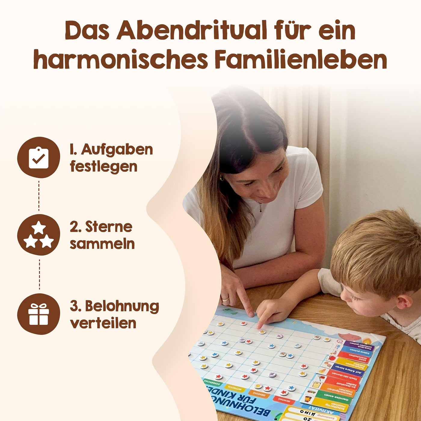 Belohnungstafel für Kinder - [100 Aufgaben + 350 Magnete] - Belohnungssystem für Verantwortung - Family Plan, Montessori Magnettafel, Wochenplaner, Adhs Hilfsmittel - inkl. Tasche, Stift (Dinosaurier)