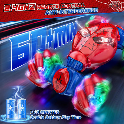 Spider Handsteuerung Ferngesteuertes Auto - 2.4GHz Doppelseitig RC Stunt Auto Spielzeug ab 3 4 5 6 7 8 9 10 Jahre Jungen, 360°Drehung RC Drift Autos mit Licht, Kinder Weihnachten Geburtstag Geschenke