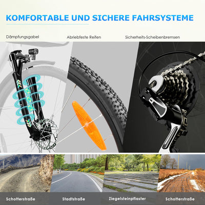 ZIMONDA Ebike Herren Damen Drehmomentsensor Elektrofahrräder 27.5 Zoll Mit 250W Motor & 36V City|Mountain E Fahrräder Professionelles 6-Gang-Getriebe bis zu100KM (Silbrig)