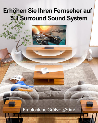 ULTIMEA 5.1 Surround Soundbar, 3D Surround Sound System, Soundbar für TV Geräte mit Subwoofer und Rear-Lautsprechern, 5.1 Virtuelle Surround, Bass Einstellbare Heimkino TV Lautsprecher, Poseidon D50