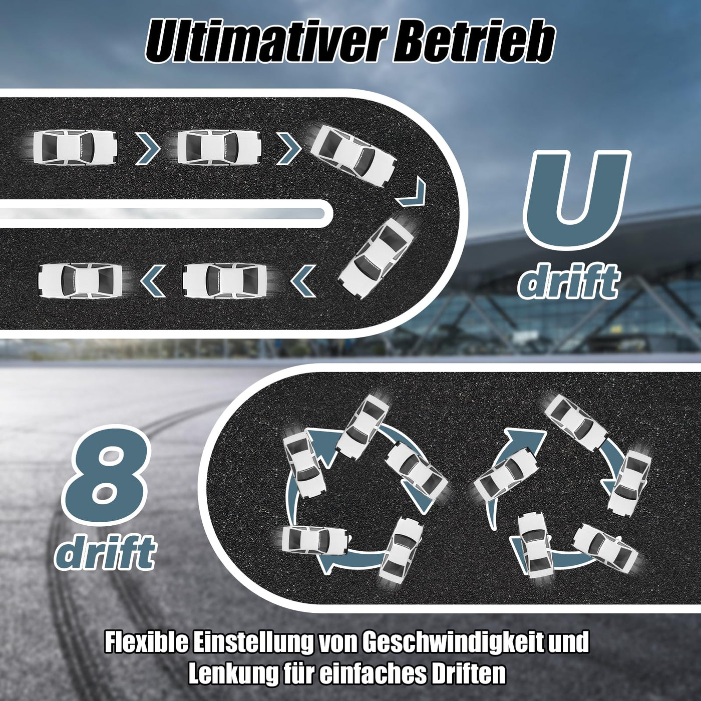 BuzzoXerex Drift Auto Ferngesteuert, Mini Drift Car, 1:24 4WD Mini RC Auto mit LED-Leuchten,18 km/h, RC Ferngesteuertes Spielzeugauto für Erwachsene und Kinder ab 6 Jahre älter (Weiß)