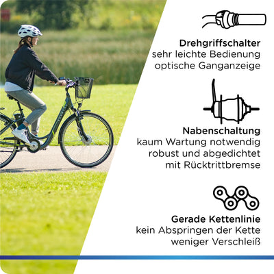 ZÜNDAPP EBike Z510 28 Zoll Elektrofahrrad mit Rücktritt E Bike Damen & Herren E-Bike 3 Gang Fahrrad Elektro Pedelec City Elektrofahrräder Hollandrad mit Korb (Antique White, 48 cm)
