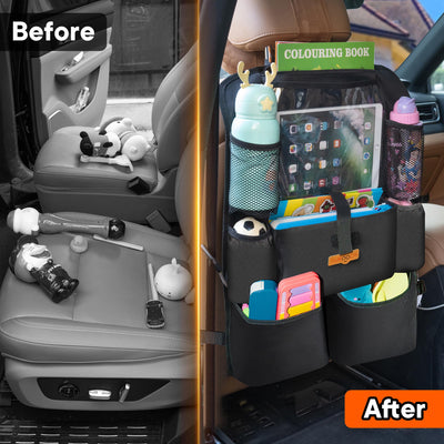 SURDOCA Autositz-Organizer – 4th Generation verbesserter Auto Rücksitz für bis zu 11-Zoll Tablet, 8 Taschen, Kinderspielzeug-Aufbewahrung, wasserdichter Rücksitzschutz für Kinder