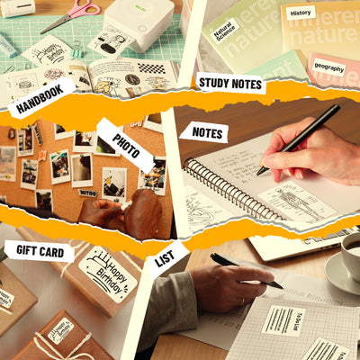 Nelko Mini Drucker PM230 Aufkleber Drucker Fotodrucker mit 3 Rollen Etiketten für Smartphone Thermodrucker Bluetooth Etikettendrucker für DIY Erstellung, Studiennotizen, (Weiß)