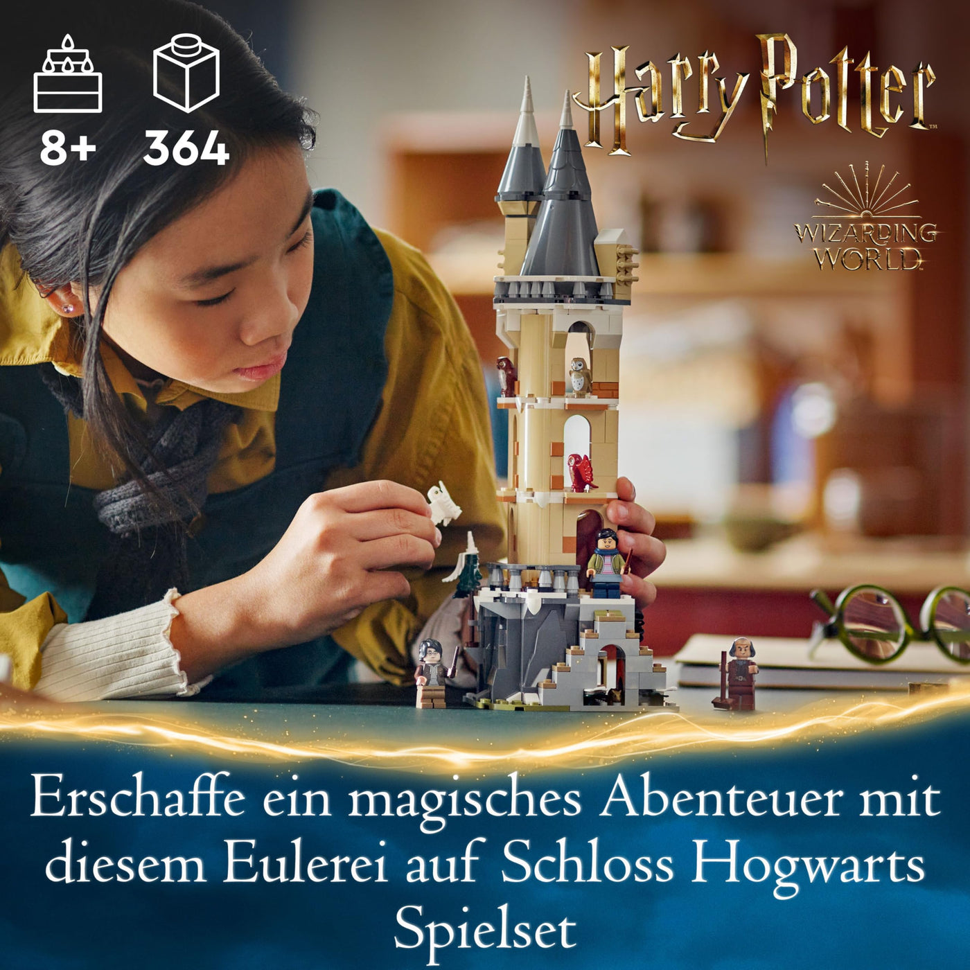 LEGO Harry Potter Eulerei auf Schloss Hogwarts, Abenteuer-Set mit Spielzeug-Tieren und 3 Mini-Figuren, Spielzeug zum Film für Kinder, Geschenk für Mädchen, Jungen und alle Fans ab 8 Jahren 76430