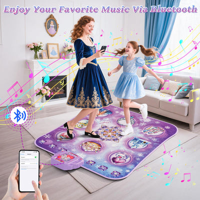Tanzmatte Kinder Spielzeug Geschenke Mädchen: 8-Tasten Tanzmatte mit Bluetooth 4 Spielmodi Integrierte Musik Dance Mat Kids Geburtstag Weihnachts Geschenk für Lila Prinzessin Alter 3 4 5 6 7 8 9 Jahre