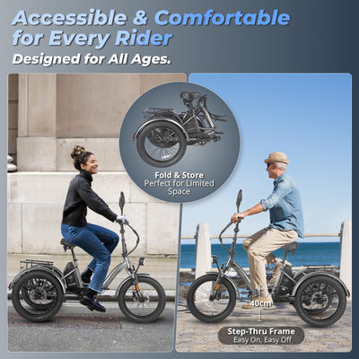 Fafrees 2025 F20 Mate Fat Klapprad E-Bike Dreirad für Erwachsene 20 Zoll 48V 21Ah Akku [ Offiziell ] Elektrofahrrad 65 N.m (Hintere Lastenkorb, Grau)