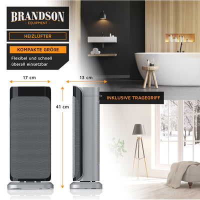 Brandson - Heizlüfter mit Fernbedienung - Preisträger 2025 - energiesparend leise, 2000 Watt Keramik-Heizlüfter Badezimmer - Schnellheizer mit Oszillationsfunktion - Heizung Heater - GS zertifiziert