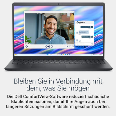 Dell 15 Laptop DC15250 15,6" FHD (1920 x 1080) 120Hz, Intel Core i5-1334U, Intel UHD Grafik, 16GB DDR4 RAM, 512GB SSD, Windows 11 Home, QWERTZ-Tastatur – Schwarz