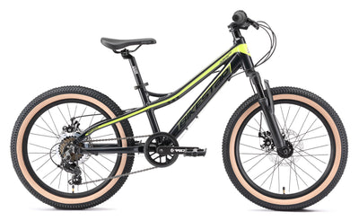 BIKESTAR Alu Mountainbike Jugendfahrrad 20 Zoll ab 6-9 Jahre Hardtail | 7 Gang Shimano Schaltung, Scheibenbremse, Federgabel | Kinder Fahrrad Schwarz Grün | Risikofrei Testen
