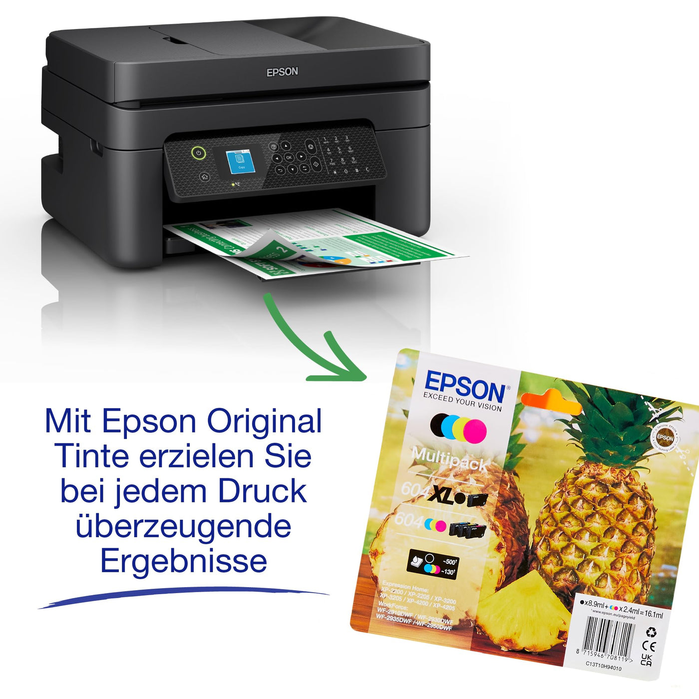 WorkForce WF-2930DWF A4-Multifunktions-Tintenstrahldrucker mit kabellosem Betrieb und 3 Monaten kostenloser Tinte mit ReadyPrint-Abonnement im Rahmen von Advantage+*