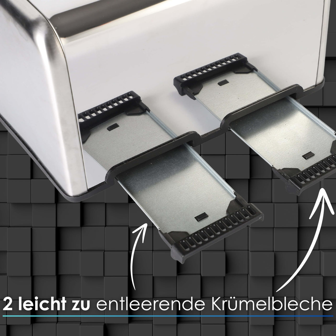 Steinborg Toaster Langschlitz | Digitales Display mit Countdown | Beleuchtete Tasten | 4 Scheiben Toastautomat | XXL Toaster | 1630 Watt | Brötchenaufsatz | Auftau-Funktion | Krümmelschublade |