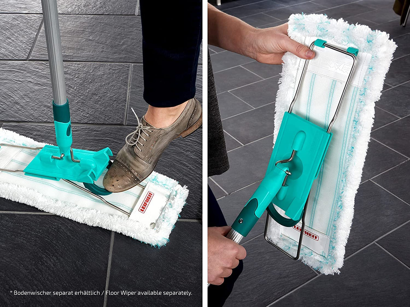 Leifheit 2er Set Wischbezug Profi XL micro duo, für alle Bodenarten, Bodenwischer Ersatzbezug für ideale Schmutzaufnahme dank 2-Faser-System, Mikrofaser Putzlappen ideal für Fliesen und Laminat