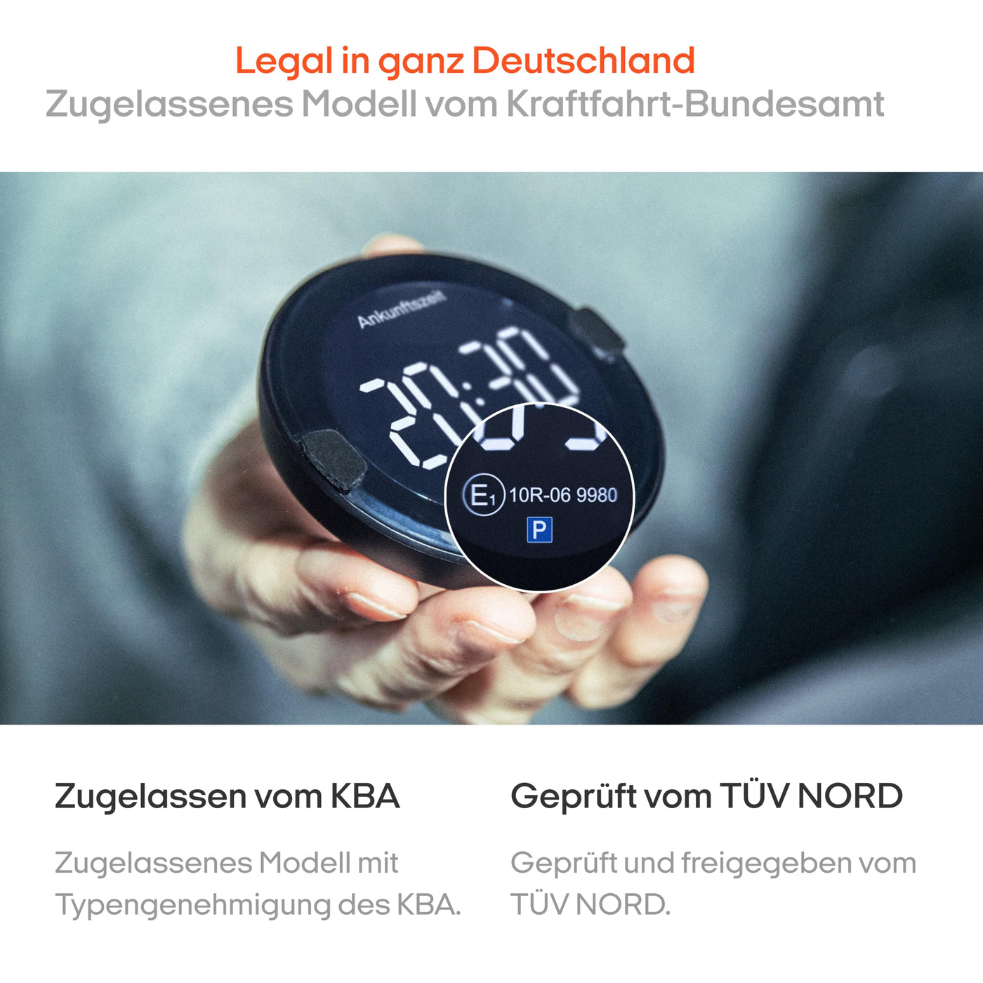 OOONO P-DISC NO2 - Elektronische Parkscheibe mit Zulassung fürs Auto - Automatische Digitale Parkscheibe Elektrisch mit Zulassung vom KBA nach StVO - Elektrische Parkuhr Auto zugelassen