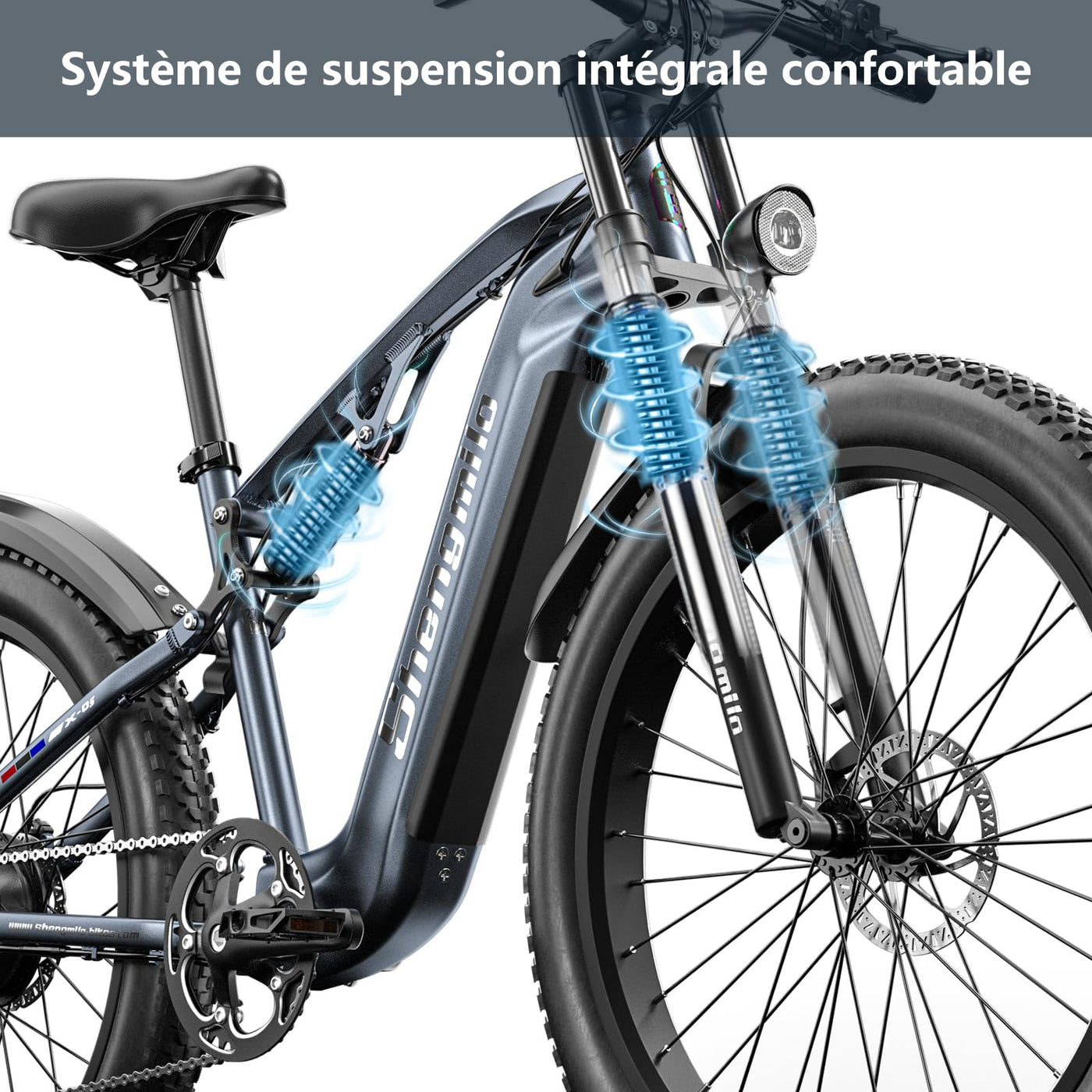 Shengmilo MX05 E Bike Herren Elektrofahrrad 26 Zoll E-Mountainbike Vollfederung E-Bike 48V 17.5Ah Akku 7 Gang Schaltwerk Pedelec Elektrisches Fahrrad mit Fat Tire