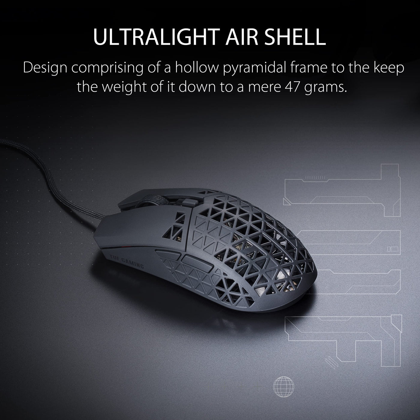 ASUS TUF Gaming M4 Air optische Gaming-Maus (kabelgebunden, beidhändig, 16.000 DPI-Sensor, DPI-Taste, Aura Sync, sechs programmierbare Tasten), schwarz