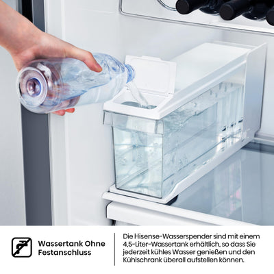 Hisense RS5P535NTFE Side-By-Side Kühl-Gefrier-Kombination, 376 Liter Kühlteil, 190 Liter Gefrierteil, Total NoFrost, Multi AirFlow, FastFreeze, Energieeffizienzklasse E, 178,6cm x 91,5cm, schwarz