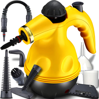 Retoo Dampfreiniger, Handgerät, Handheld mit 450 ml Tank, 900 W Handdampfreiniger, Geeignet für Polstermöbel, Küche, Boden, Fenster, Teppiche, Gelb