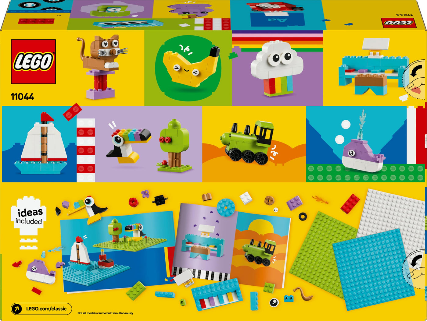 LEGO Classic Kreativset zum Bauen und Spielen - Set mit bunten Bausteinen - Baue EIN Haus, Hund, Löschauto, Klaviertastatur und Regenbogen - Bastelset für Jungen & Mädchen ab 5 Jahren 11044