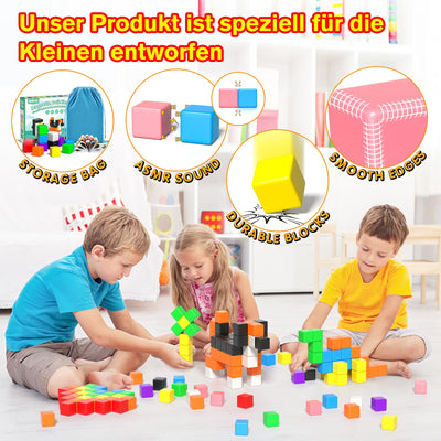 Apluses 54-Teiliges Magnetische Bausteine, Magnetische Bauklötze für Kleinkinder ab 3 Jahren, Montessori-Spielzeug, Magnetwürfel, Magneten für Kinder im Alter von 3-5 Jahren, Jungen und Mädchen