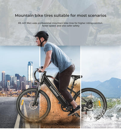 SAMEBIKE 27.5" E-Bike, Elektrofahrrad E-Bike Herren Damen mit 540Wh Akku, Bis zu 100KM, 250W Motor, E-Fahrrad mit 7-Gang-Getriebe, Pedelec Citybike EBike für Trekking RSA01 Men