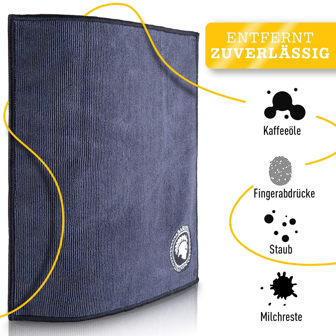 Barista Legends® Barista Tuch Set 4 Stück - 30x30cm Barista Lappen zum reinigen Ihres Kaffee Equipments (Barista Lappen)