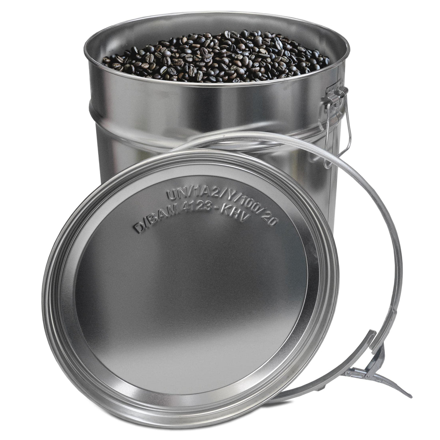 30 Liter Weißblecheimer Hobbock inkl. Deckel mit Spannring | Stabiler Metalltragegriff | Luft und Flüssigkeitsdicht | Robust und Stapelbar | Gefahrgut Tauglich (30 Liter)