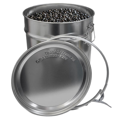 30 Liter Weißblecheimer Hobbock inkl. Deckel mit Spannring | Stabiler Metalltragegriff | Luft und Flüssigkeitsdicht | Robust und Stapelbar | Gefahrgut Tauglich (30 Liter)