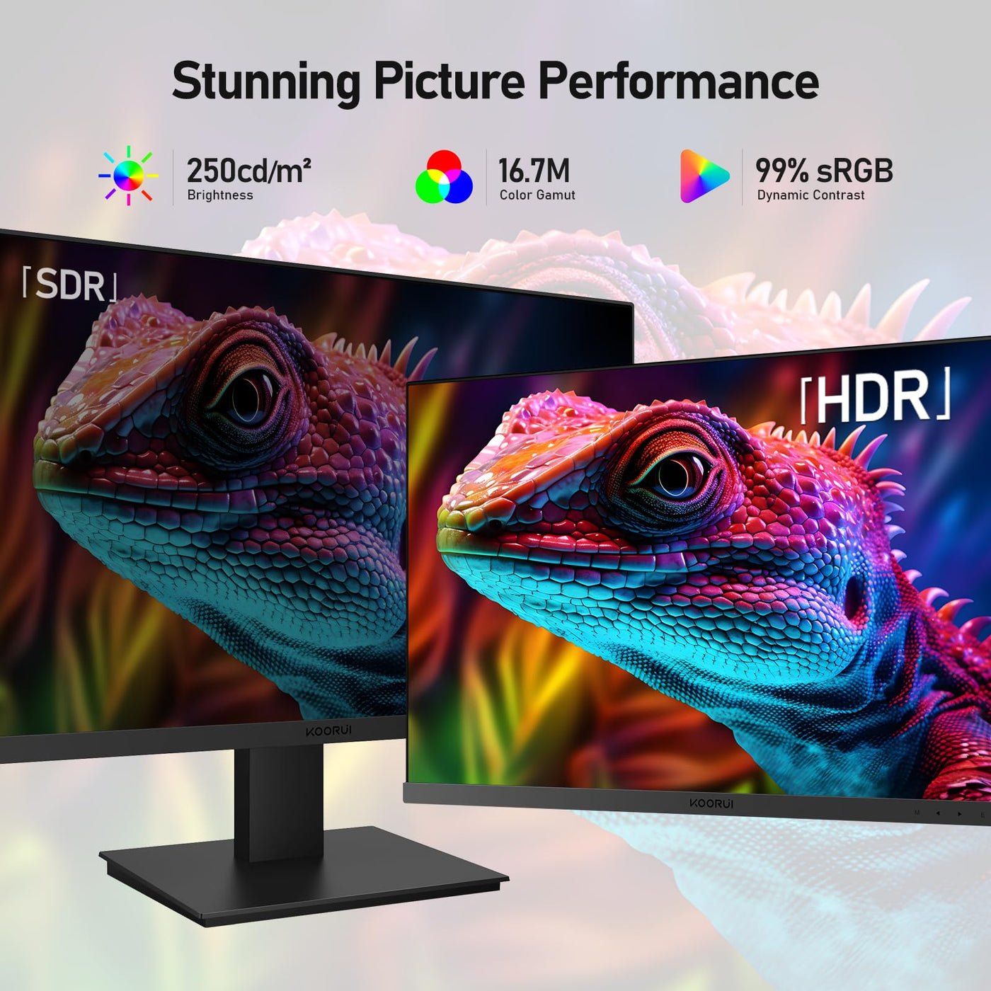 KOORUI PC Monitor 27 Zoll, Gaming Bildschirm 100Hz Full HD(1920 x 1080) mit integrierten Lautsprechern, HDMI, IPS Display, Neigungsverstellbar, Augenpflege, VESA-Wandmontage