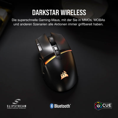 CORSAIR DARKSTAR RGB WIRELESS MMO Gaming Mouse - 26.000 DPI - 15 Programmierbare Tasten - Bis zu 80 Stunden Akkulaufzeit - iCUE-Kompatibel - PC, PS5, PS4, Xbox - Schwarz
