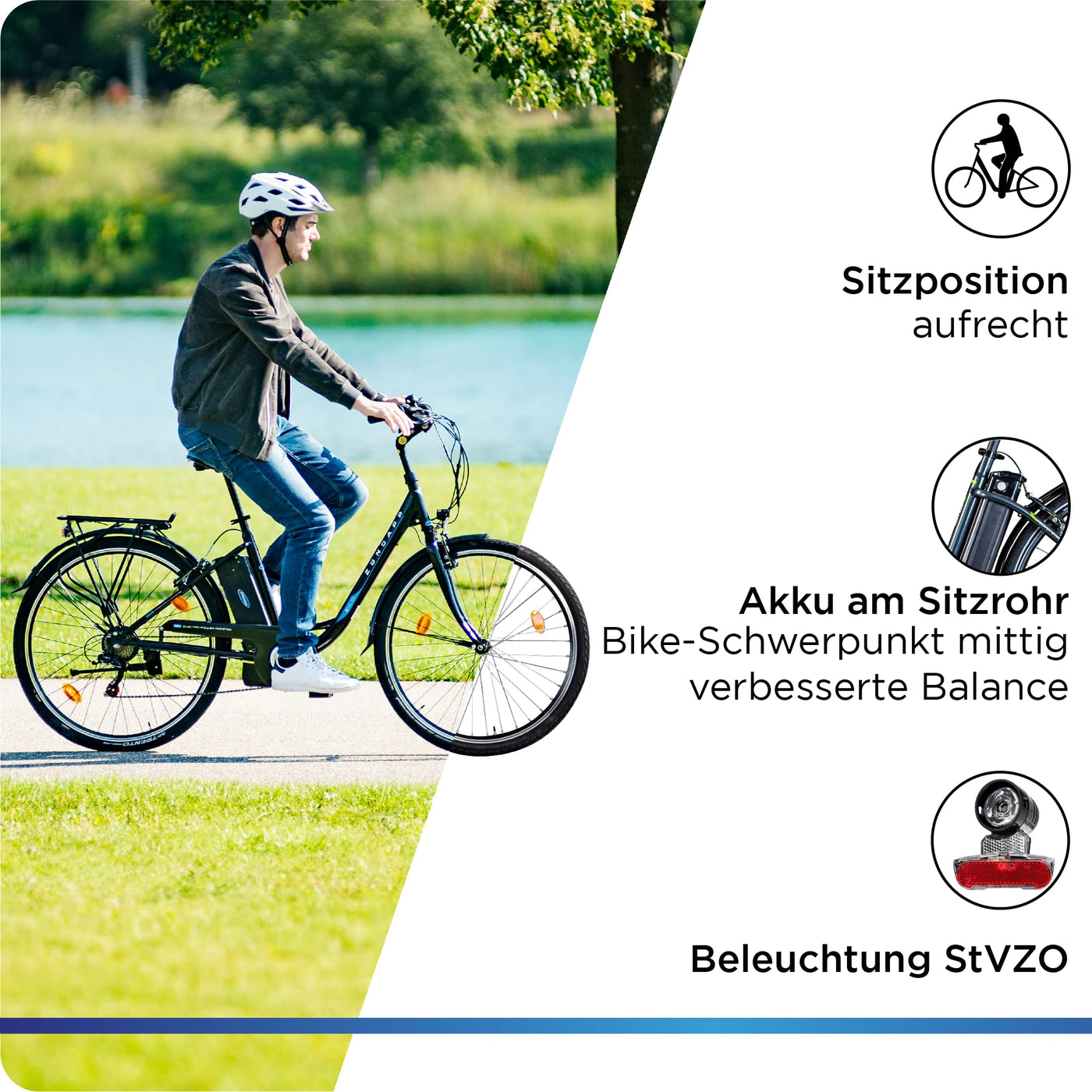 ZÜNDAPP Z505 City E-Bike Damen 26 Zoll | Citybike mit 6 Gang Schaltung Pedelec | für 150-185 cm | Bike mit StVZO Beleuchtung und Gepäckträger (schwarz, 43 cm)