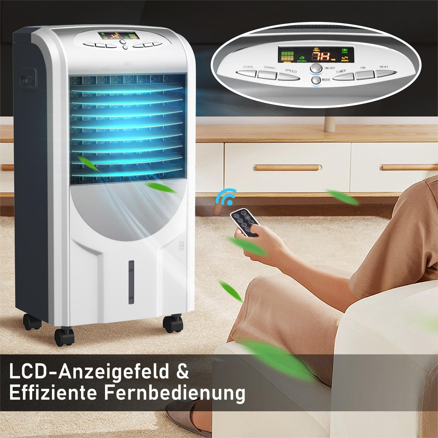 SOARS Klimaanlage mobil 5 in 1, Kühlung, Heizung, Luftreiniger, Luftbefeuchter & Ventilator, Klimagerät mit 3 Geschwindigkeiten, 8H Timer, LED Anzeige, Heizlüfter inkl. Fernbedienung & 7L Wassertank
