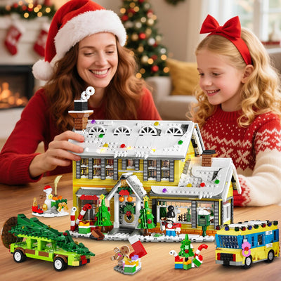 HOGOKIDS Adventskalender 2025 Weihnachts Bauspielzeug mit Licht, 24 Tage-Weihnachts Countdown Haus, Mini-Baustein-Set, Weihnachtsspielzeug Geschenk für Erwachsene Kinder Mädchen Jungen ab 12 Jahren