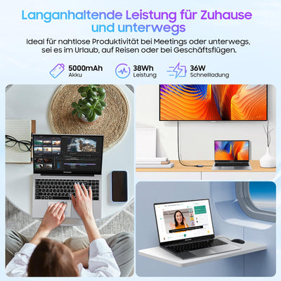 Blackview Laptop 15,6" FHD+ Notebook, 16GB DDR4 512GB SSD + TF, 3.6GHz Processor N97/UHD Graphics, Windows 11, 38Wh, QWERTY, HDMI 2.0, Bluetooth, USB 3.0, Fingerabdruck. FaceID, WLAN 5G