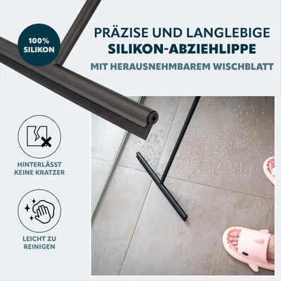 bremermann Bodenabzieher, Fensterabzieher mit Wandhalter, aus Edelstahl und Silikon (Schwarz)