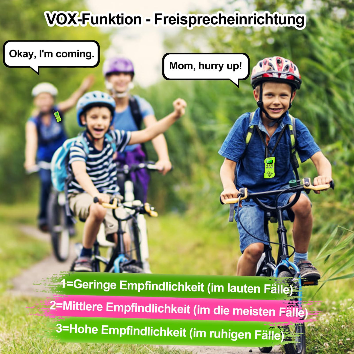 AWANFI Walkie Talkie Kinder, Walkie Talkie Aufladbar Li-ion Akku, Funkgerät Set, Walki Talki VOX, LCD Taschenlampe, Tastensperre, Walky Talky für Geschenk Camping Abenteuer, 3-12 Jahre