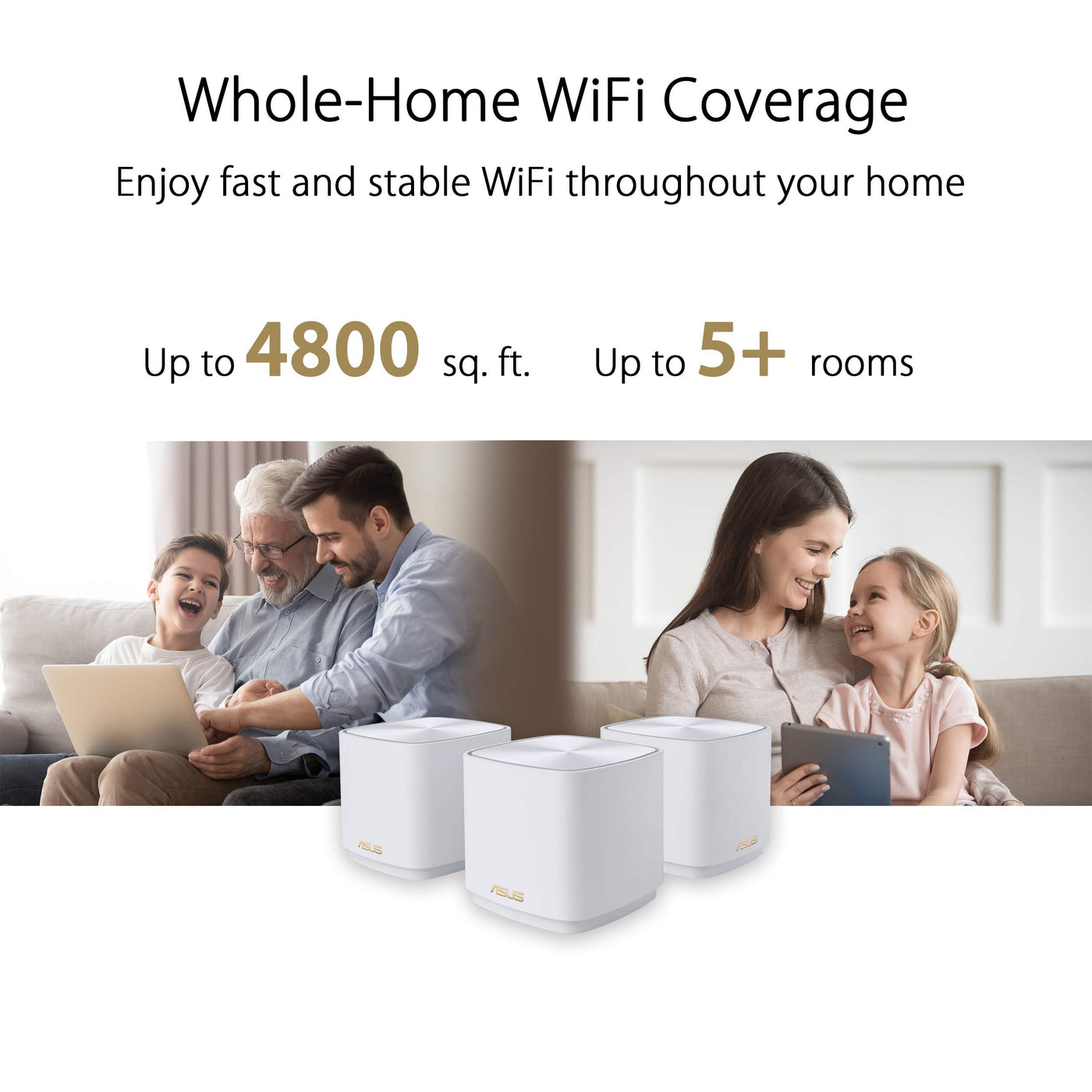 ASUS ZenWiFi XD4 Plus 3er Set AX1800 Whole-Home Mesh WiFi 6 System kombinierbarer Router (bis zu 445m² Abdeckung, AiMesh, AiProtection, Wandbefestigung, App Steuerung) weiß