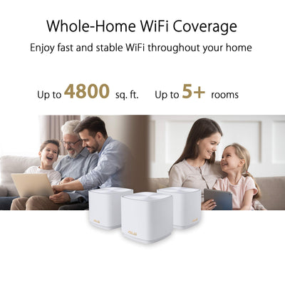 ASUS ZenWiFi XD4 Plus 3er Set AX1800 Whole-Home Mesh WiFi 6 System kombinierbarer Router (bis zu 445m² Abdeckung, AiMesh, AiProtection, Wandbefestigung, App Steuerung) weiß