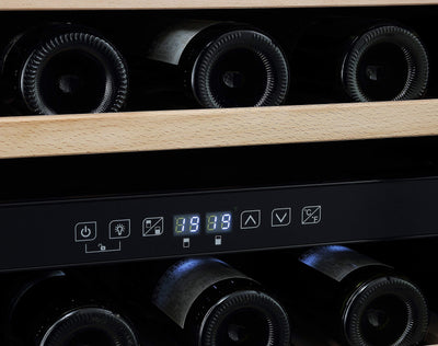 Respekta Weinkühlschrank freistehend für 77 Standardflaschen / 193 L Nutzinhalt/Regelbares Thermostat 5-22°C/Touch Control/LED Leuchte/Wechselbarer Türanschlag/Max. 43 dB/WKS 77