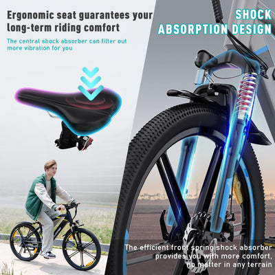 COLORWAY E Bike Herren Damen Elektrofahrräder 26 x 2,35 Zoll 250W Motor 36V 12Ah herausnehmbarer Akku EBike, Höchstgeschwindigkeit 25 km/h, E Mountainbike Ausdauer 35-90KM