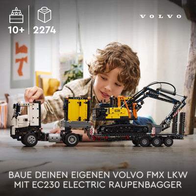 LEGO Technic Volvo FMX LKW mit EC230 Electric Raupenbagger, Kinderspielzeug, Geschenkset für Jungen und Mädchen ab 10 Jahren, Spielzeug Baufahrzeuge, Bagger-Spielzeugset 42175