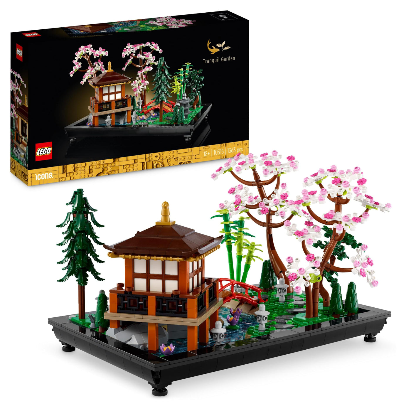 LEGO 10315 Icons Garten der Stille, botanical Zen-Garten-Set für Erwachsene mit Lotusblumen, anpassbare Schreibtisch-Dekoration, inspiriert von Japan, achtsames Geschenk für Frauen und Männer