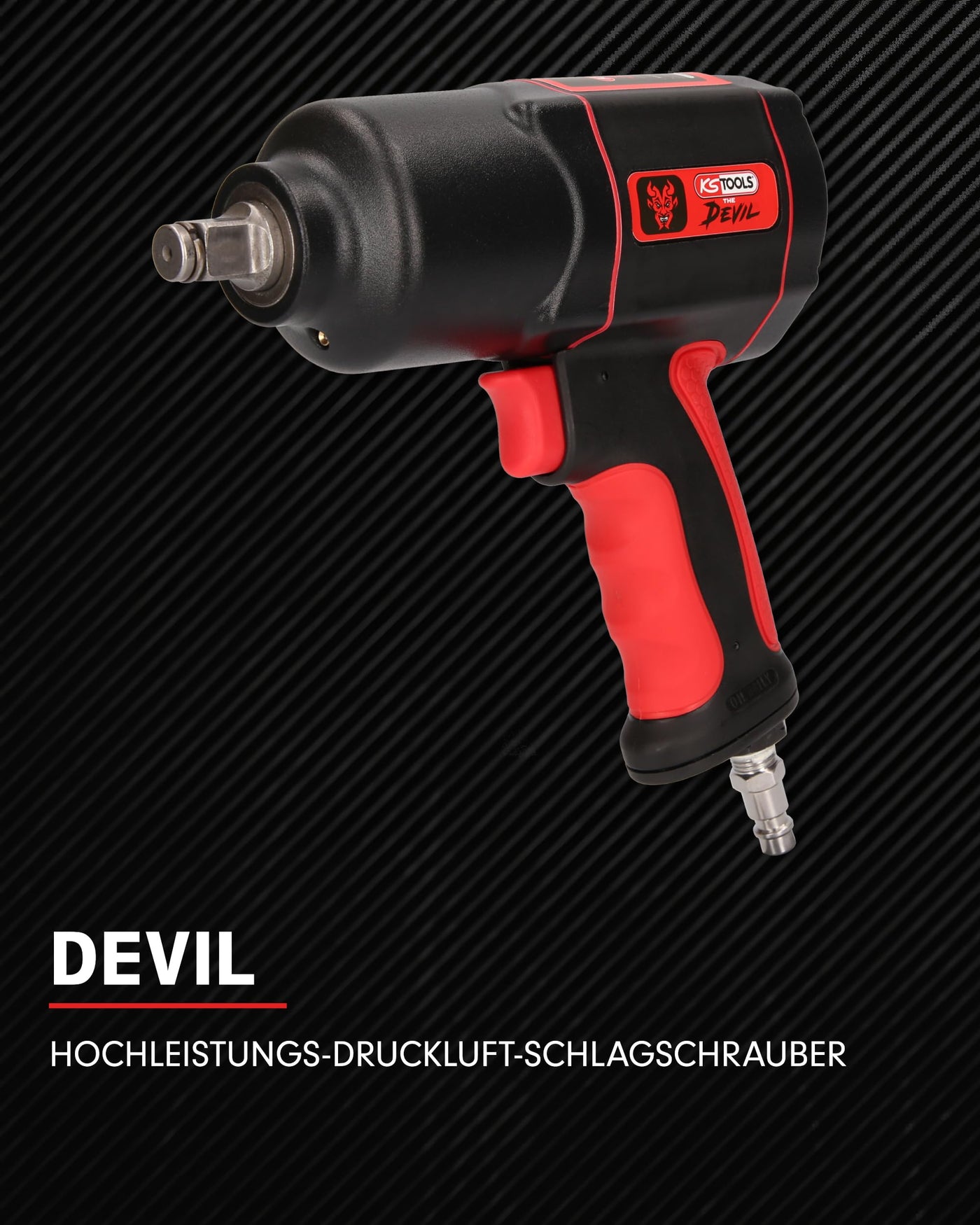 KS Tools THE DEVIL Schlagschrauber Druckluft 515.1200 I Druckluft Schlagschrauber mit praktischem Umschalthebel L/R I Hochleistungs-Doppel-Hammer-Schlagwerk